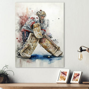 Hockey Goalie On Ice During Play I - Sport Hockey Canvas Wall Art